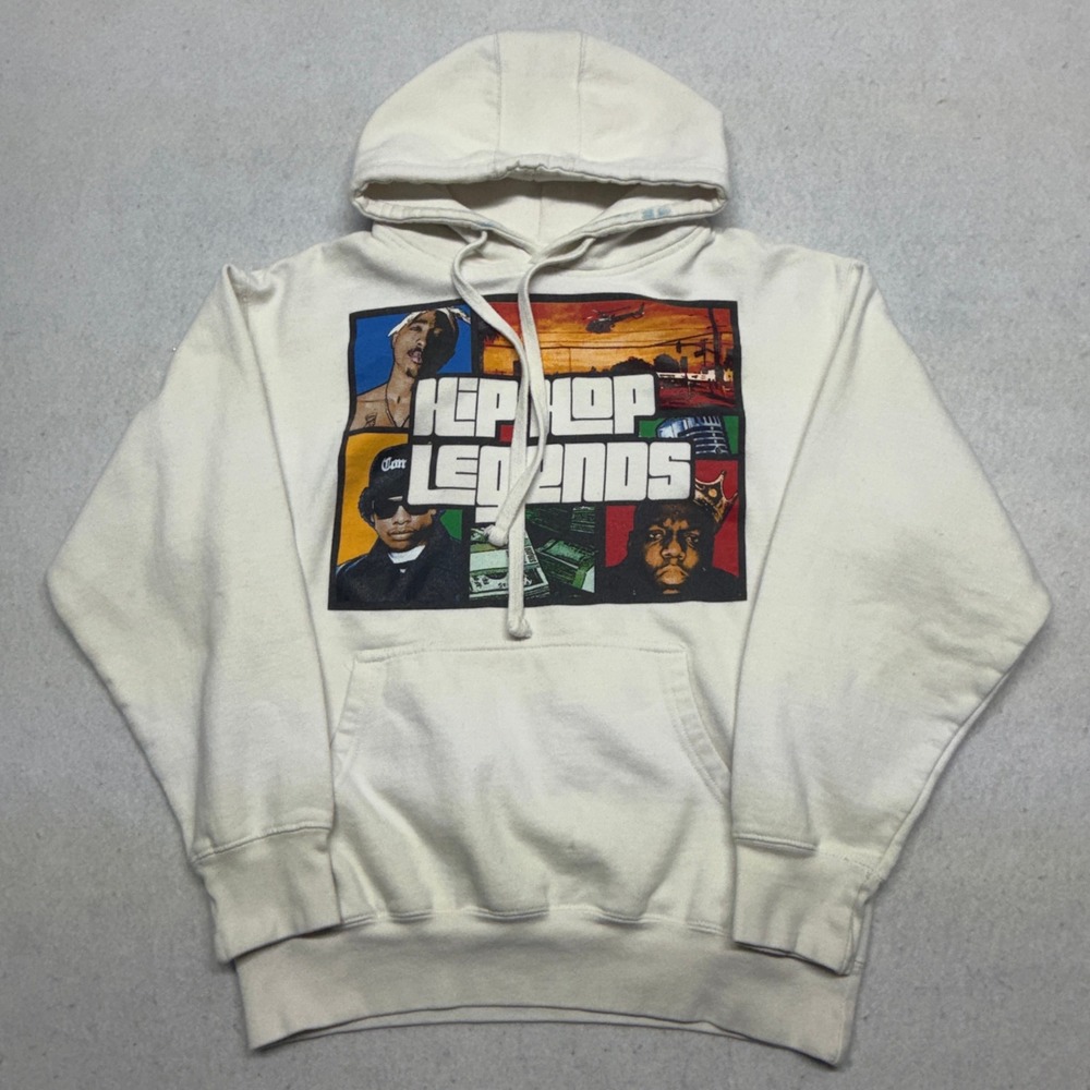 3Forty Hip Hop Legends Graphic Hoodie Mens‎ Medium GTA Style Eazy-E Tupac Biggie